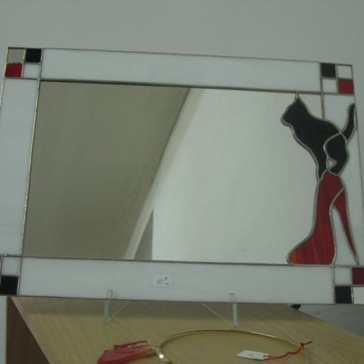 Miroir avec un chat en vitrail tiffany