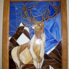 Vitrail tiffany représentant un cerf